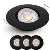 EMOS Faretti LED da Incasso per Cartongesso dimmerabile, 230V, 4,9 W/480 lm, orientabile a 50°, bianco caldo 2700k, Set di 3 Faretti LED Soffitto Incasso per interni, Rotondi, ultra sottile, Nero