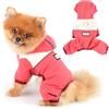 PAIDEFUL Colorblock - Tuta impermeabile per cani di piccola taglia, a 4 zampe, con bottone e anello a D, poncho con cappuccio, riflettente, antivento, abbigliamento leggero per gatti, rosso, S