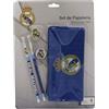 CYPBRANDS Marchi CyP - Real Madrid, set di cancelleria, astuccio triplo, matite, gomma, temperamatite, colore blu, prodotto ufficiale