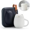 Entonic Tazze da tè con Infusore e Coperchio Graziose Tazze da tè Kawaii in Ceramica per Ripidire Foglie Sfuse Teiera in Porcellana Fatta a Mano per Casa Ufficio Custodia Portatile Infrangibile 350ml (Bianco)