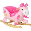 HOMCOM Unicorno a Dondolo con Musica, Cintura e Base in Legno Età 18-36 Mesi