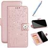 URFEDA - Cover a libro con glitter per Huawei P8 Lite 2017, con brillantini e fiori di ciliegio