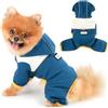 PAIDEFUL Colorblock - Tuta impermeabile per cani di piccola taglia, a 4 zampe, con bottone ad anello a D, poncho con cappuccio, riflettente, antivento, abbigliamento leggero per gatti, blu, S