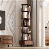 Vockol Libreria Girevole 360 Gradi in Legno Massiccio con 1 Cassetto, Libreria Rotante su Ruote, Libreria Alta Salvaspazio, Torre Libreria per Soggiorno, Camera da Letto, 185 x 47,5 x 47,5 cm, Noce