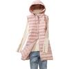 HAXNOHEY Gilet Piumino Donna Leggero Lungo Gilet Imbottito con Cappuccio Donna Giubbotto Smanicato Gilet Trapuntato Donna Giubbino Giacchetto Giacca Smanicato Donna Piumini Gilet Senza Maniche Donna Rosa XXL