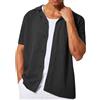 Oanviso Camicie Maniche Corte da Uomo Estiva Camicia da Spiaggia Camicette a Maglia a Rete Camicia Elegante Camicia in Pizzo Trasparente Top Casual Colore Solido Sexy Moda Camicie A Nero L