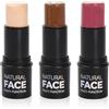 Elitecran 3 Pezzi Stick Contouring Viso, Liscio di Lunga Durata Stick per Contorno fard Illuminante Crema, Leggero Contour Highlighter Blush Trucco Versatile Set Modella Facilmente il Viso per Guance Occhi