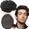 YANAHAIR Protesi Capelli Uomo Yanahair Toupee per Uomini Parrucchini Parrucca Capelli Veri Uomo Parrucche 100% Europeo Capelli Umani Veri Fine Francese Pizzo con PU Toupet (8x10",#1B nero naturale)
