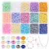 PH PandaHall 6750pz Perline Semi di Vetro 3mm Perline di Colori, 15 Colore Mini Perlines Distanziali Rotonde per Bracciali Collane Orecchini Gioielli Fai da Te, Foro:1mm