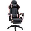 Sedia da Gaming ad Altezza Regolabile con Poggiatesta, 65x65x121-129 cm, Rosa e Nero