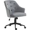 Sedia da Ufficio Girevole Ergonomica con Ruote e Altezza Regolabile, Rivestimento in Velluto, 63x64x88-96cm, Grigio