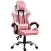 Sedia da Gaming Ergonomica con Poggiatesta, Altezza Regolabile e Reclinabile, Poltrona Girevole con Ruote, 63x67x119-127cm, Rosa