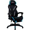 Sedia da Gaming con Supporto Lombare, Sedia Ufficio Ergonomica con Altezza Regolabile in Tessuto Nero e Blu, 65x65x119-129cm