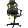 Sedia Gaming Ergonomica, Poltrona da Ufficio Girevole con Rotelle in Similpelle Nera e Gialla, Altezza Regolabile