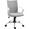 Sedia da Ufficio Ergonomica a Dondolo, Sedia da Studio Girevole, Sedia Scrivania con Altezza Regolabile in Tessuto Grigio, 61x61x89-99cm