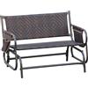 Panchina a Dondolo da Giardino 2 Posti in Rattan e Acciaio con Tasche Laterali, 122x75x88cm Marrone e Nero