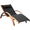 Lettino Prendisole Chaise Longue con Poggiatesta in Legno e Tessuto a Rete, 165x72x86cm