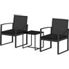 Set da Giardino 3 Pezzi con 2 Sedie con Cuscini e Tavolino con Piano in Vetro, Effetto Rattan Nero