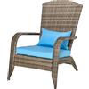 Sedia da Giardino Adironrack con Braccioli, in Rattan e Acciaio, 65x80x90 cm, Marrone e Blu