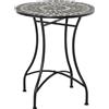 Tavolino da Giardino Piccolo in Metallo e Ceramica, Tavolino con Mosaico da Esterno per Terrazzo o Balcone, ?60x71cm, Grigio Nero