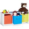 Relaxdays Cassapanca per la Cameretta dei Bambini, Scatole Portaoggetti Colorate e Pieghevoli, 35,5 x 81 x 29 cm, Bianco