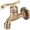 Zerodis Rubinetto per lavatrice in ottone anticato, montaggio a parete, maniglia a leva, rubinetto per acqua fredda del bagno e della lavanderia