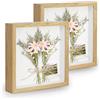 Anhow 3D Cornici per Foto 20x20 cm, 2 Pezzo Profonda 3 cm Cornice Foto con Foglio Vetroso Trasparente - Colore Legno/ 2 Pezzo