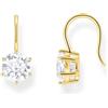 Thomas Sabo Orecchini pendenti con grandi zirconi bianchi in argento placcato oro H2287-414-14, misura unica, Argento sterling, Zirconia cubica