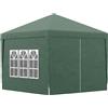 VivaGarden Gazebo Giardino 3x3 mt Pieghevole e Impermeabile con Pannelli Laterali in Acciaio e Tessuto Oxford colore Verde - 84VG0GNVER