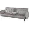 CAPALDO Divano Prontoletto 3 Posti 196x81x79 Con Portabicchieri Modern Grigio Chiaro