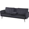CAPALDO Divano Prontoletto 3 Posti 196x81x79 Con Portabicchieri Modern Grigio Scuro