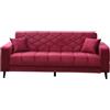 CAPALDO Divano Prontoletto 3 Posti 225x85x84 Melisa Velluto Bordeaux