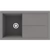 Respekta Cleveland Lavello in Mineralite Grigio/Lavello da incasso 1 vasca in 86 x 50 cm/Lavello adatto per basi da 50 cm di larghezza