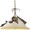 ONLI Lampada a Sospensione Lucrezia in Metallo Marrone spennellato Oro e Vetro Bianco sfumato Ambra, Bronzo