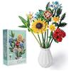 Yuandream Bouquet Fiori Selvatici Finti con Vaso, 600 PCS Collezione Botanica Giocattolo, Accessori decorativi per la casa, Idee Regalo Natale per Uomo o Donna, Bambini (giallo)