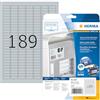 HERMA Etichette per Targhette, 25 x 10 mm, Etichette Adesive A4 per Stampante, 189 Etichette per Foglio, Argento