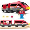 LiRiQi Locomotiva ad Azione a Batteria (connessione Magnetica), Treno Elettrico per Bambini, Auto Giocattolo Regali Bambini, Rail Treno passeggeri compatibile con Thomas, Brio, Rosso
