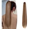 Gairyan 60cm Coda Finta Capelli Extension Lisci con Pinza Posticci per Capelli Sintetici Extension Coda Capelli Lunghi Clip Coda di Cavallo Claw Ponytail Naturale per Donna, Marrone dorato & Biondo