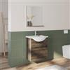 DEGHI Mobile bagno sospeso 60 cm profondità 42 cm effetto legno pecan con specchio e mensola - Ready