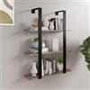 DEGHI Libreria sospesa 70x90h cm in acciaio nero e mensole rovere - Multipla