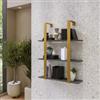 DEGHI Libreria sospesa 70x90h cm in acciaio oro con mensole antracite - Multipla