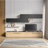DEGHI Parete attrezzata 260X42 cm rovere e antracite con ante e mensole - Todol