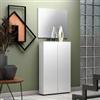 DEGHI Scarpiera 73x113h cm bianco lucido con 2 ante soft close e 5 ripiani - Startis