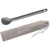 Navaris Cucchiaio Manico Lungo 21,5cm - Posate Campeggio Titanio - Cucchiai Leggeri - Mestolo Metallo - Accessori Montagna Trekking - Custodia Cotone