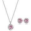 immobird Collana Orecchini Donna Set in Argento Sterling 925 di Rosegold Rosa Fiore Ciondolo con Morganite Pietra Portafortuna Per Festival Regalo