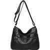 LassZone Borse da donna in morbida pelle PU multi tasca casual borsa a tracolla per donna borsa a tracolla impermeabile borsa da viaggio leggera borse messenger, Nero , Medium