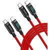 SOOPII Cavo USB Tipo C,100W Ricarica Rapida Nylon Intrecciato Cavo USB Tipo C con display a LED per lPhone 15/15 Pro/15 Plus,lPad Air, MacBook Pro, Galaxy S23/S22 (Rosso, 2m 2Pezzi)