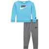 Nike -Tuta COMPOSTA da Felpa E Pantalone -Felpa con Cappuccio -Felpa con Orlo E Polsini A Coste -Felpa con Logo Pantalone con GIROVITA Elastico 24 Mesi Turchese Celeste/Grigio GEH