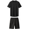 Generic Abbigliamento sportivo estivo da uomo, casual, sportivo, a maniche corte, per corsa, Q Uick D Ry, set da uomo, pigiami, raso, Nero , L