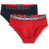 Emporio Armani Men's 2-Pack Tartan Gift Box Brief Slip Boxer, Marine/Red, M (Pacco da 2) Uomo